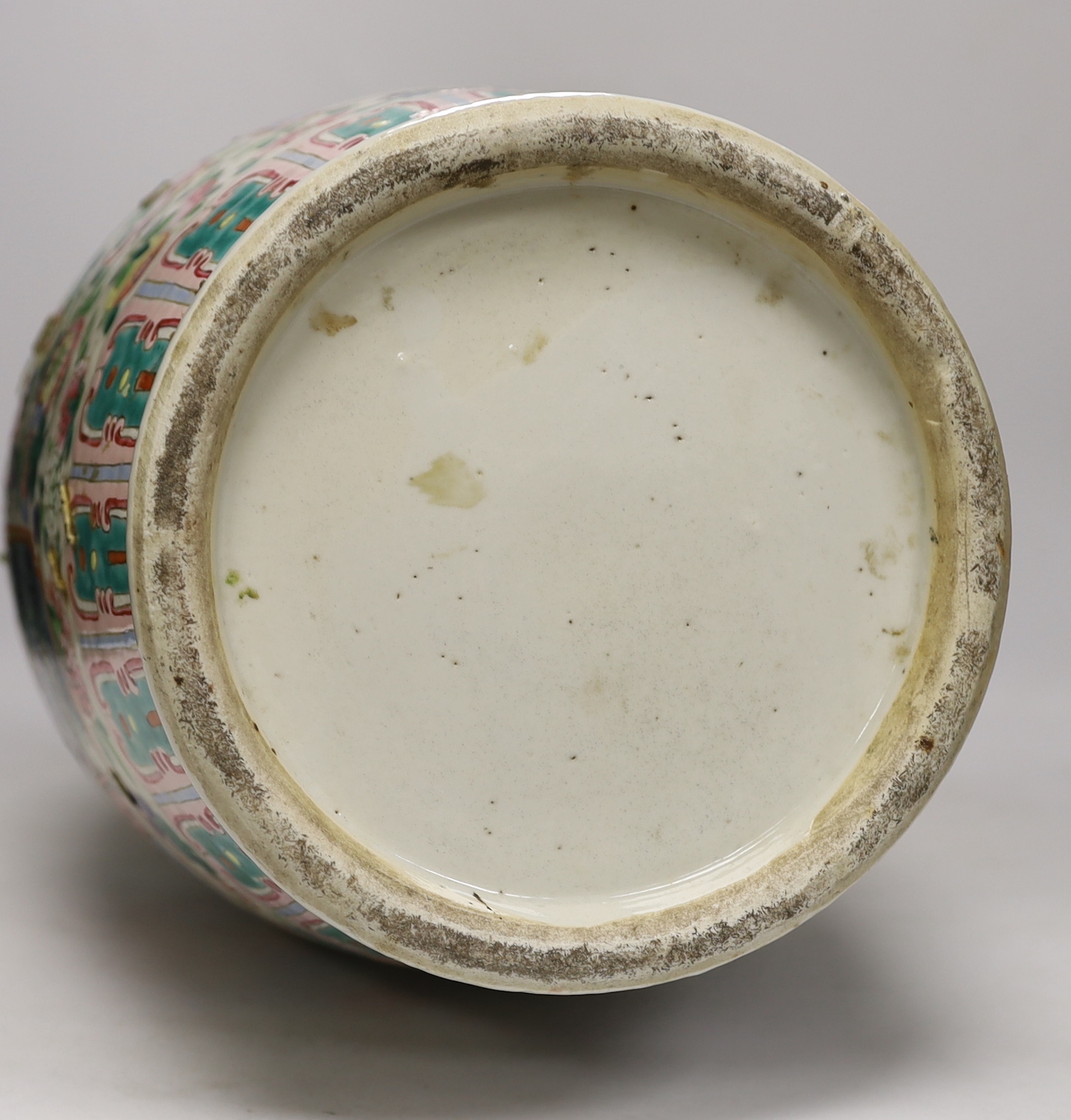 A large 19th century Chinese famille rose vase, damaged, 63cm